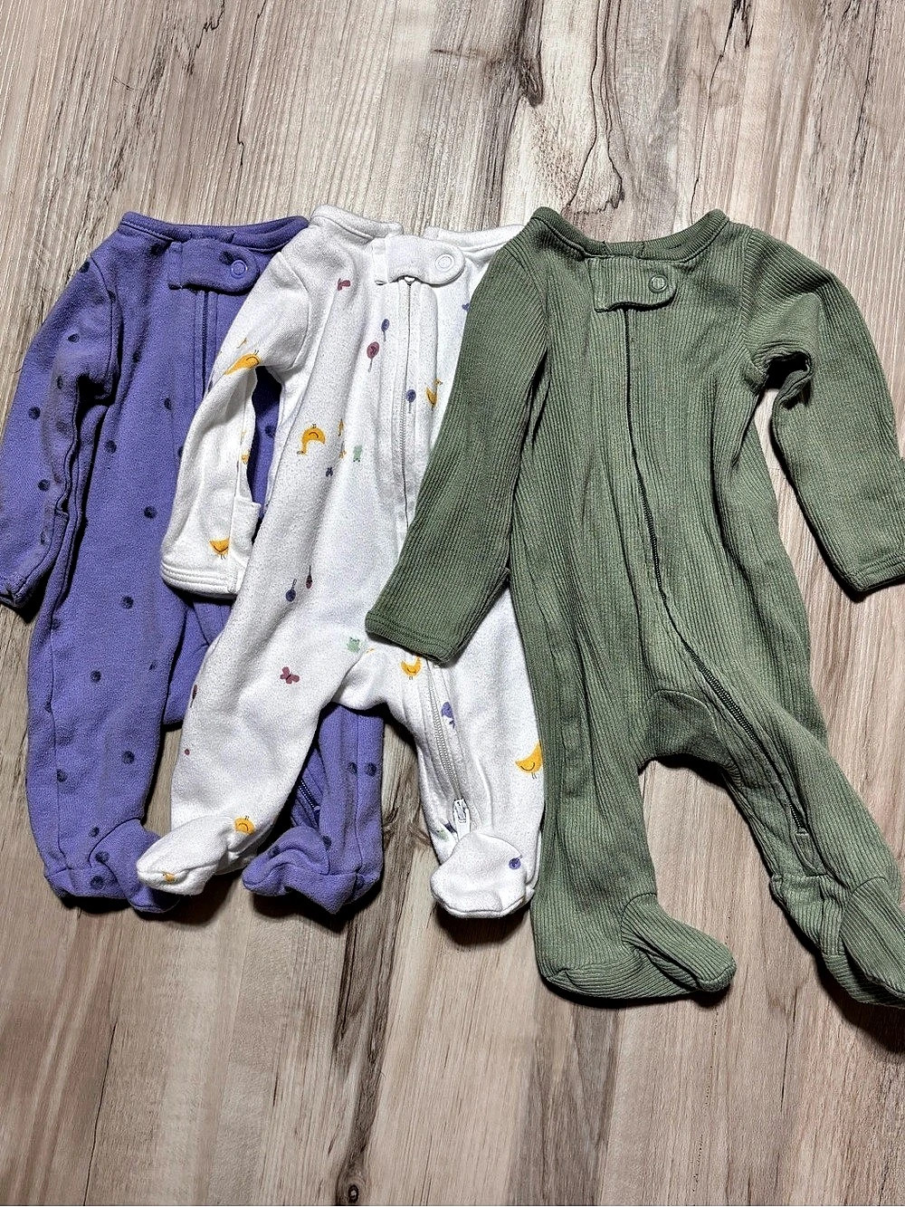 Lot of 3 Simple Joys by Carter's Zip-Up Footed Sleep and Play size premie